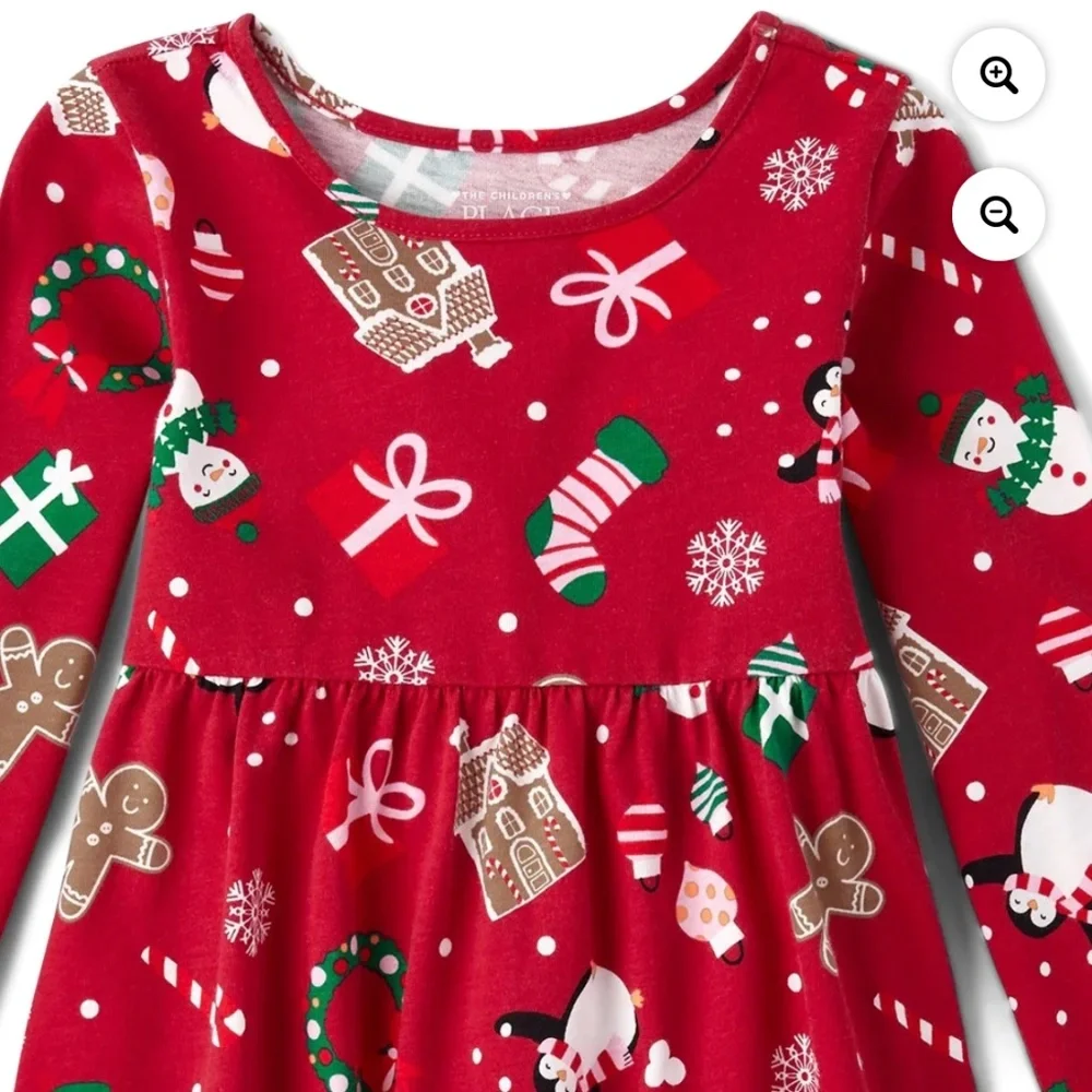 The Children’s Place Toddler Girls Christmas Print Dress Size 5T NWT